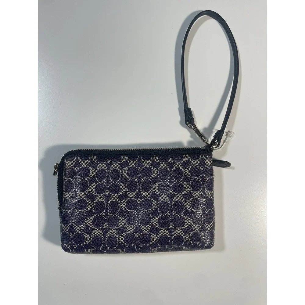 Coach Small Leather Wristlet Purse Cobalt Blue/ ‎ Navy